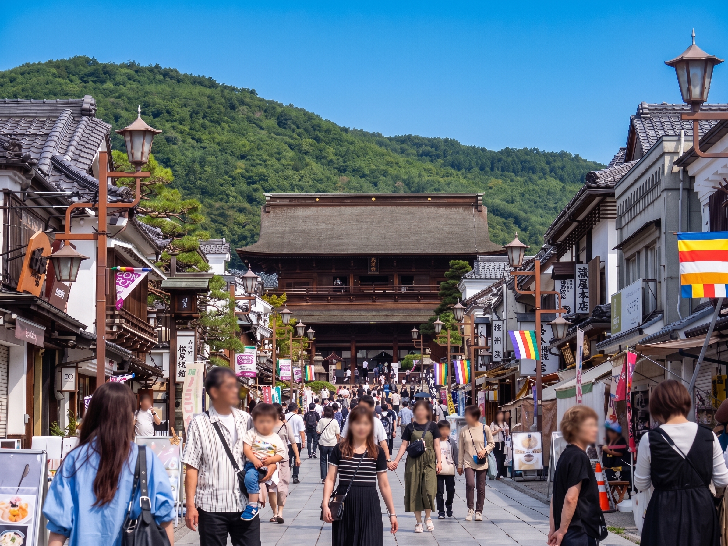 多くの人で賑わう善光寺仲見世通り